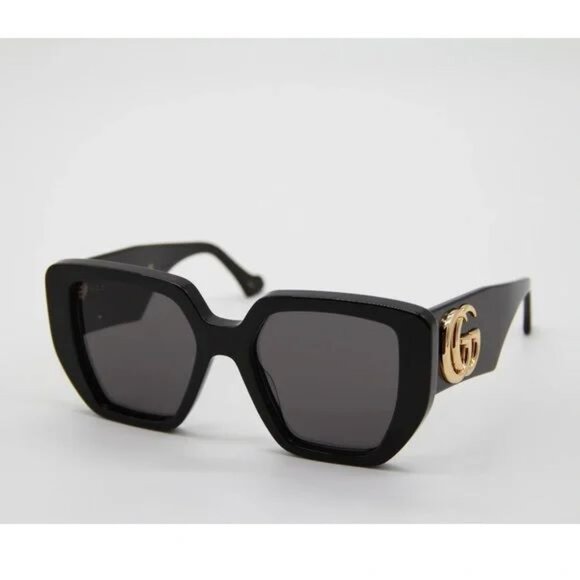 Gucci Oversized Sunglasses GG black And Gold - Picture 1 of 6